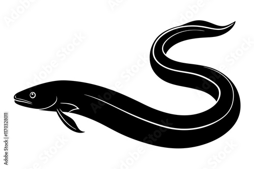 eel fish silhouette, moray eel silhouette vector, 