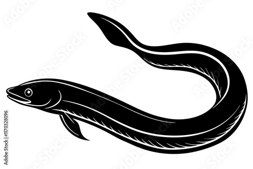 eel fish silhouette, moray eel silhouette vector, 