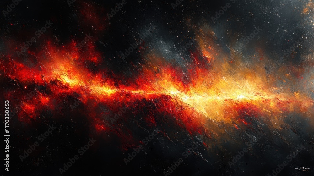 Fiery cosmic energy stream, abstract digital art. Fiery cosmic energy stream, abstract digital art.