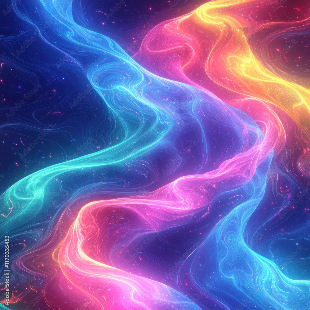 Fototapeta premium Colorful abstract swirls on dark background.