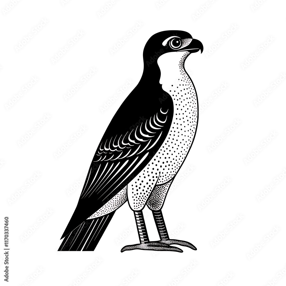 Fototapeta premium Stylized black and white falcon illustration.