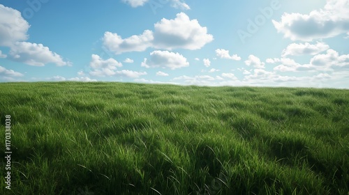 Wide shot of grassy field on a sunny day