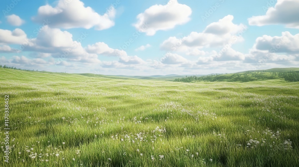 Wide shot of grassy field on a sunny day Wide shot of grassy field on a sunny day