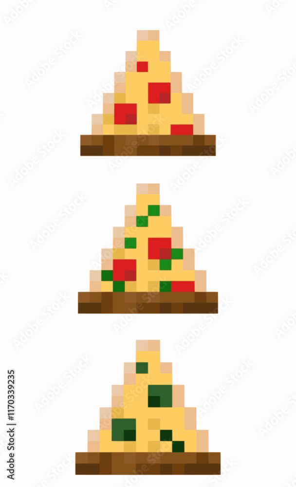 Fototapeta premium three slice pizza pixel art