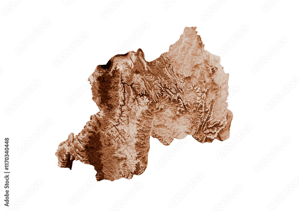 Obraz premium Map of Rwanda in old style, brown graphics in a retro style Vintage Style. High detailed 3d illustration