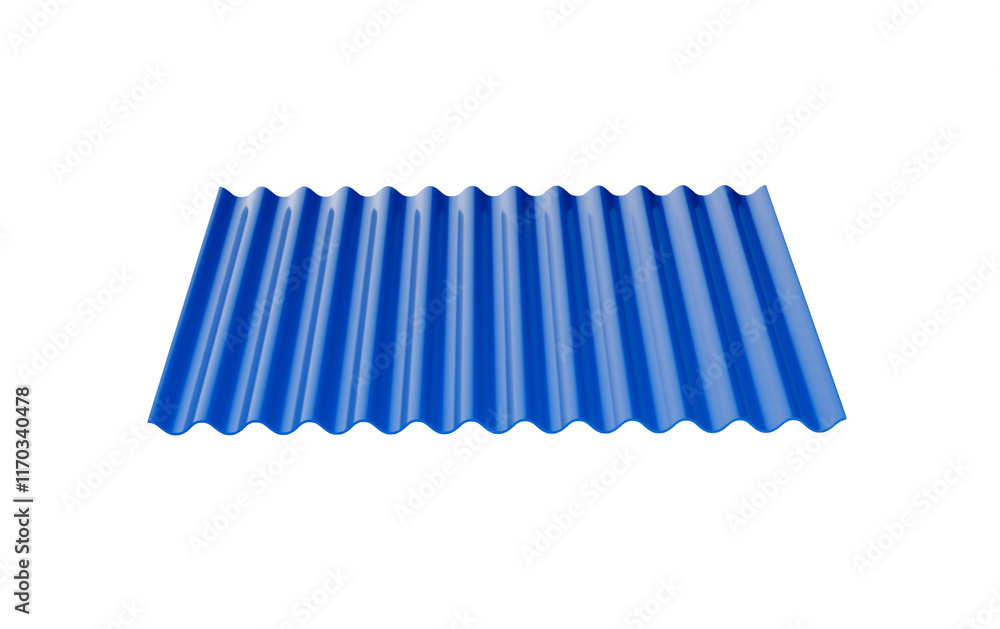 3d Blue Metallic Corrugated Galvanised Iron For Roof Sheet On White Background 3d Illustration 3d Blue Metallic Corrugated Galvanised Iron For Roof Sheet On White Background 3d Illustration