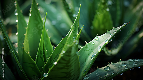 aloe vera with water drops