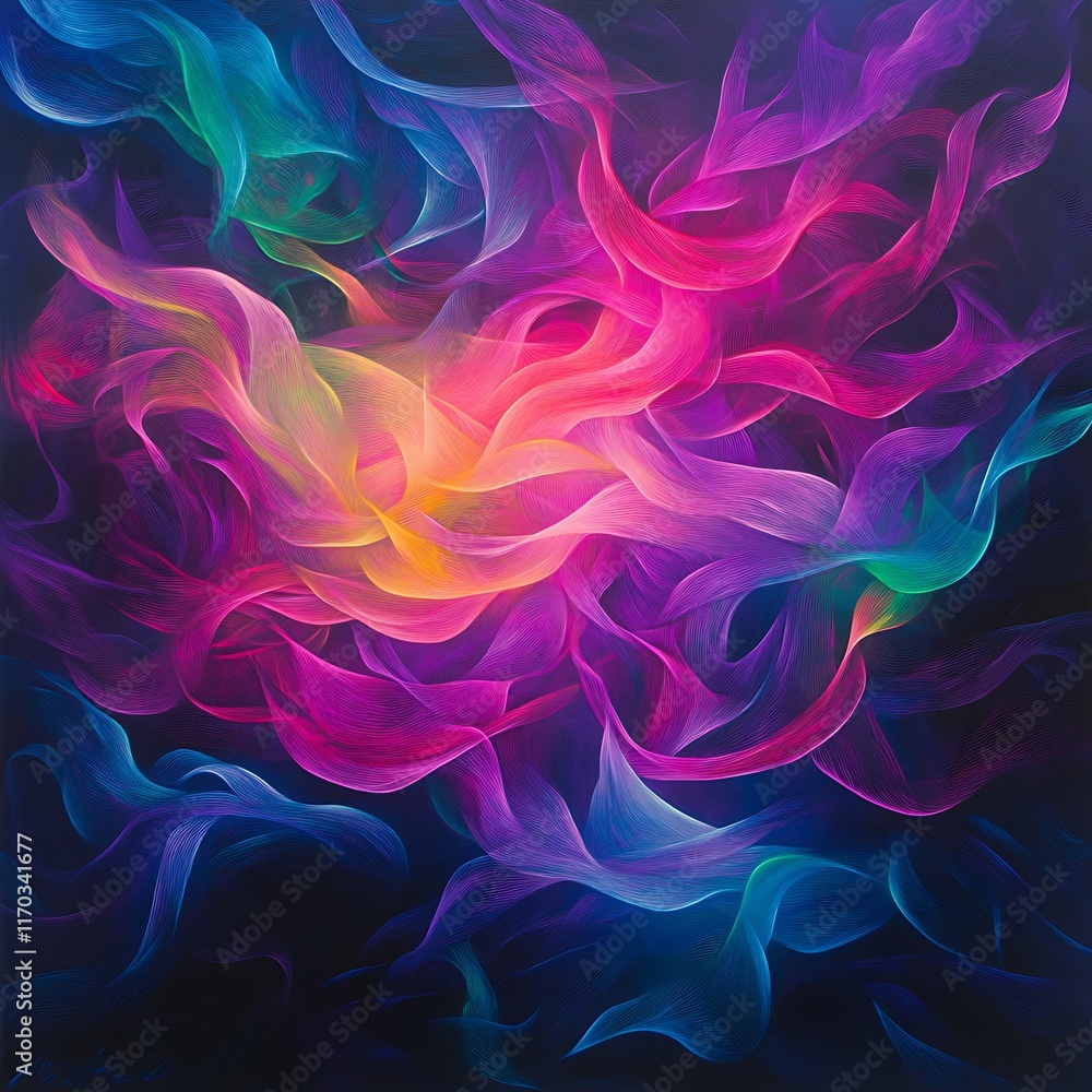 glowing neon ribbons with dynamic arrangements glowing neon ribbons with dynamic arrangements