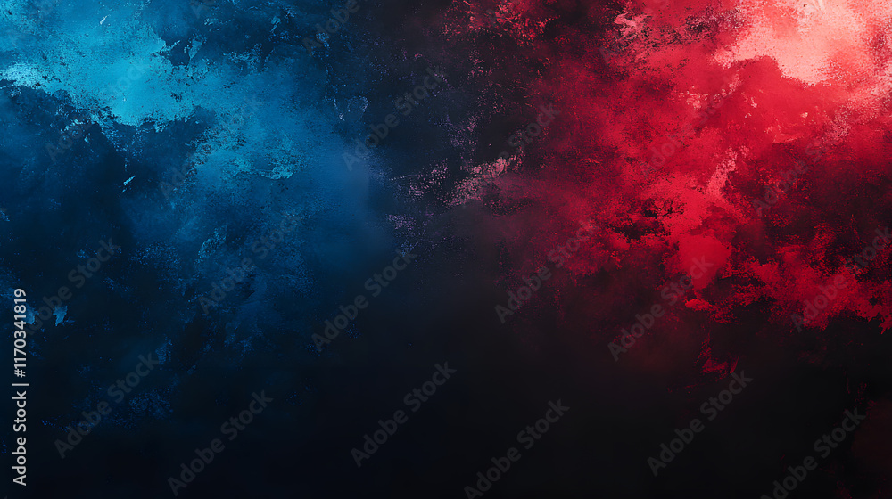 Fototapeta premium Dark red blue black grainy background, abstract noisy color gradient banner, header poster cover backdrop design