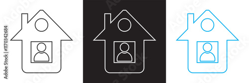 User icon in home. Home with profile icon .  isolated on white and black background. vector illustration. EPS 10
