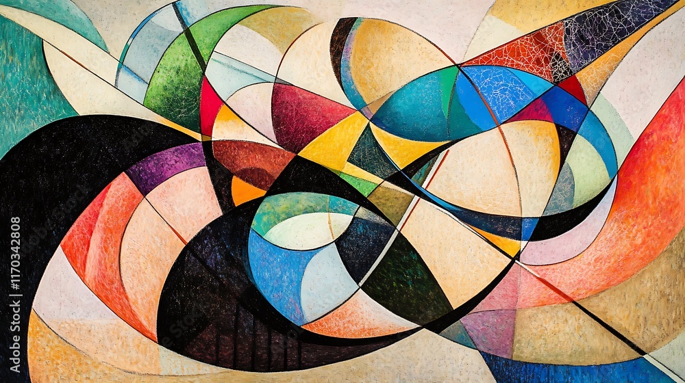 Fototapeta premium Abstract Colorful Intertwined Geometric Forms Artwork