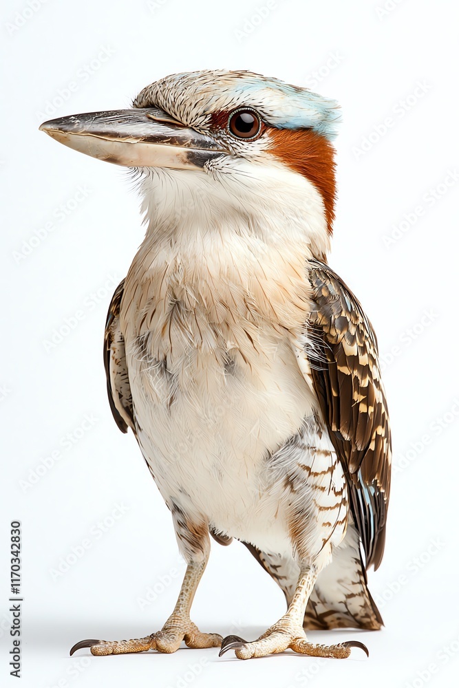 A striking bird with a unique coloration, featuring a blue crown and brown accents, showcasing its detailed feathers and strong beak. A striking bird with a unique coloration, featuring a blue crown and brown accents, showcasing its detailed feathers and strong beak.