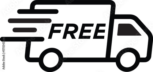 Fast & free shipping delivery truck flat icon for apps and websites