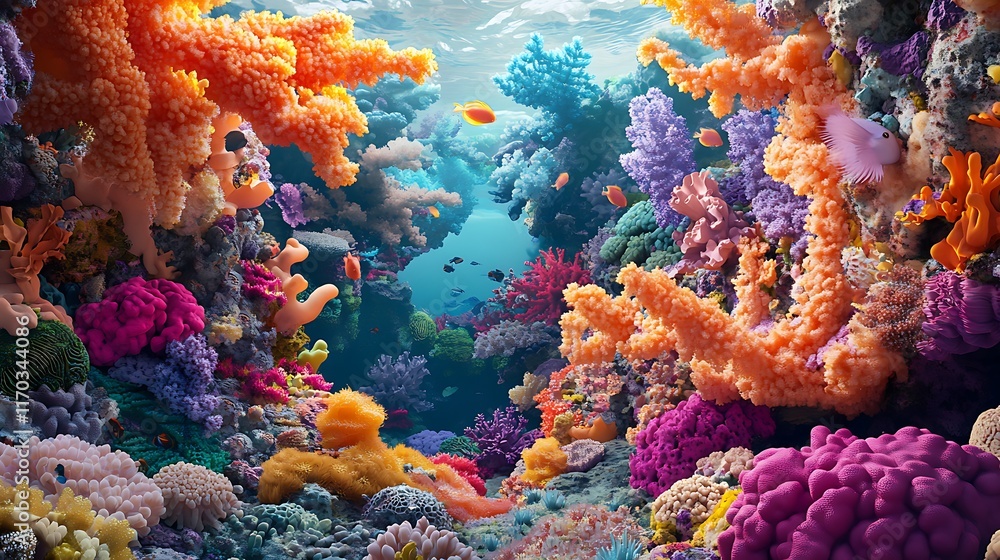 Vibrant Coral Reef Ecosystem Underwater Scene Vibrant Coral Reef Ecosystem Underwater Scene