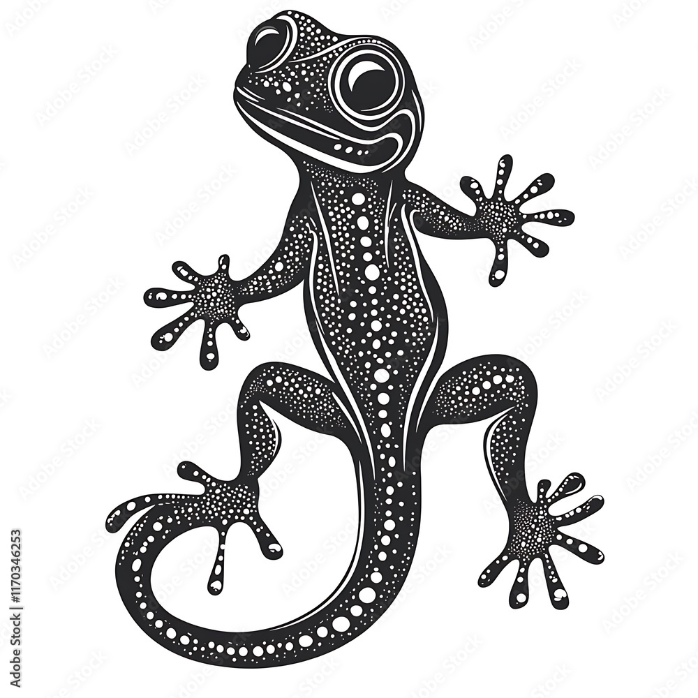 Fototapeta premium Detailed gecko illustration with intricate patterns.