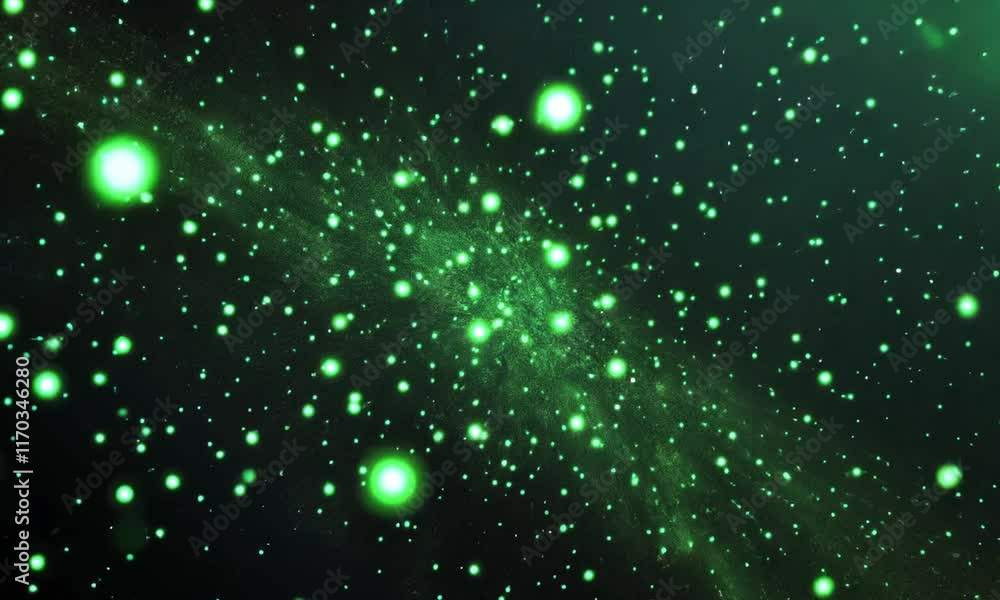 A Celestial Tapestry: Vibrant Green Nebula and Star Clusters in Deep Space A Celestial Tapestry: Vibrant Green Nebula and Star Clusters in Deep Space