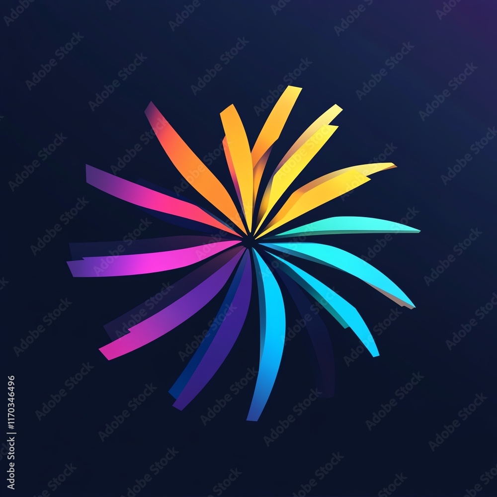 Starburst logo, radiant light beams, dynamic gradients, 3D icon style Starburst logo, radiant light beams, dynamic gradients, 3D icon style