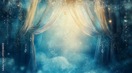 Magical Golden Curtains Enchanting Dreamlike Cloudscape