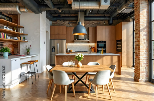 Interior design of the kitchen a loft-style 