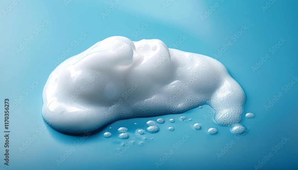 Fototapeta premium White skincare cleansing foam on light blue background