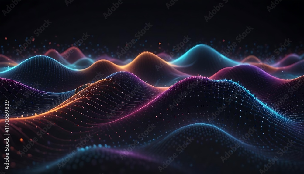 Fototapeta premium A colorful wave with a black background. Background. Abstract. Futuristic. Graphics.