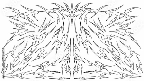 Cyber gothic sigilism symmetrical shapes vector illustration on white background
