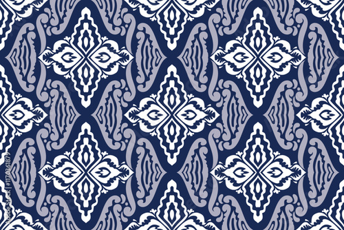Wallpaper Mural ikat pattern, Ethnic ikat seamless pattern, African style, Abstract vector, Chevron embroidery, Paisley embroidery, Navajo aboriginal pattern, Aztec and tribal motifs, Vector hand drawn style. Torontodigital.ca