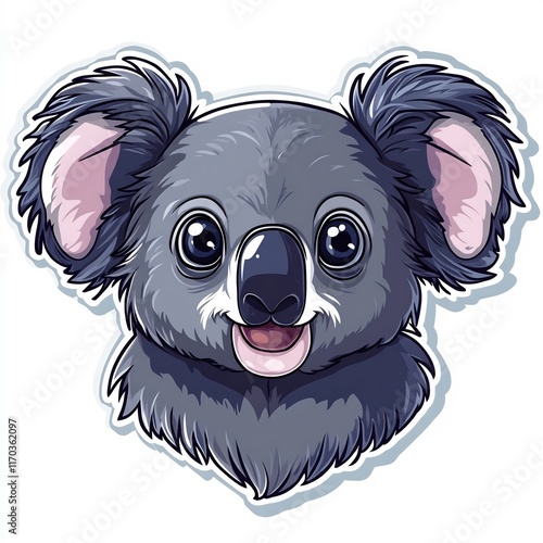 Cute Cartoon Koala Head on White Background photo