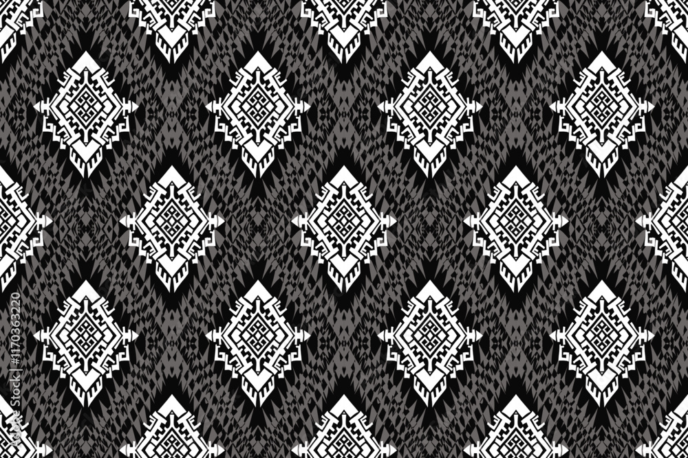 Fototapeta premium ikat pattern, Ethnic ikat seamless pattern, African style, Abstract vector, Chevron embroidery, Paisley embroidery, Navajo aboriginal pattern, Aztec and tribal motifs, Vector hand drawn style.