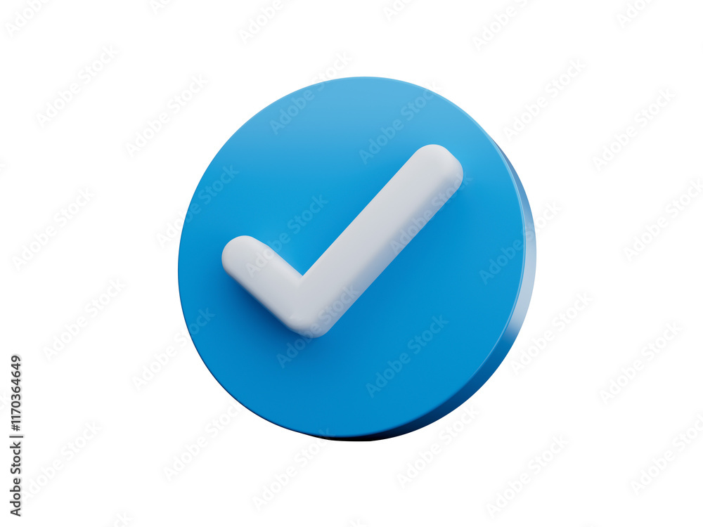 3d Check Mark Symbol With Rounded Shiny Blue Icon 3d Illustration 3d Check Mark Symbol With Rounded Shiny Blue Icon 3d Illustration
