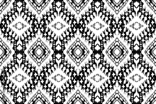 abstract tribal feather seamless pattern, Seamless black blue and white color, Ikat Ogee Background Pattern, Seamless Ikat Chevron Background Pattern.