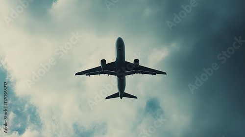 Airplane in dramatic sky: Epic flight journey photo