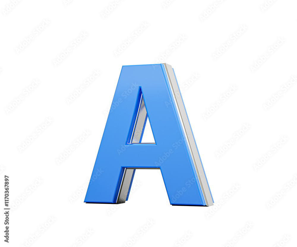 Blue Capital Letter A Gleams With Its Sleek Modern Design Bold Font With Sharp Edges 3D Illustration Blue Capital Letter A Gleams With Its Sleek Modern Design Bold Font With Sharp Edges 3D Illustration