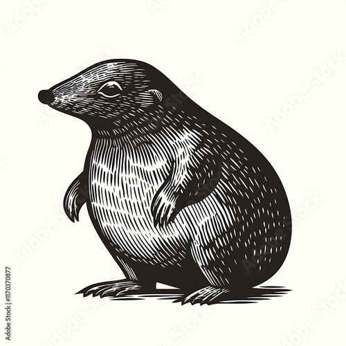 A stylized illustration of a mole standing upright. photo