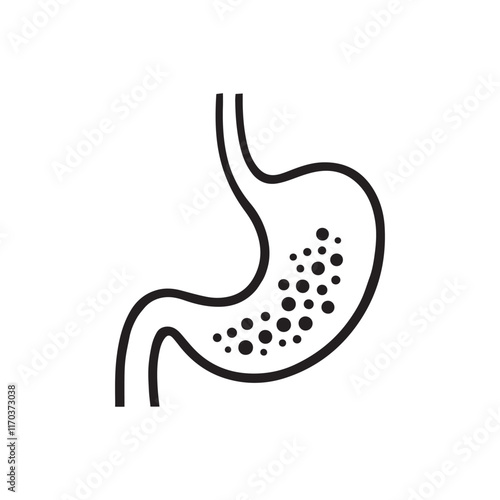 Human Stomach Medical Illustration with Gastric Activity Minimalist Design