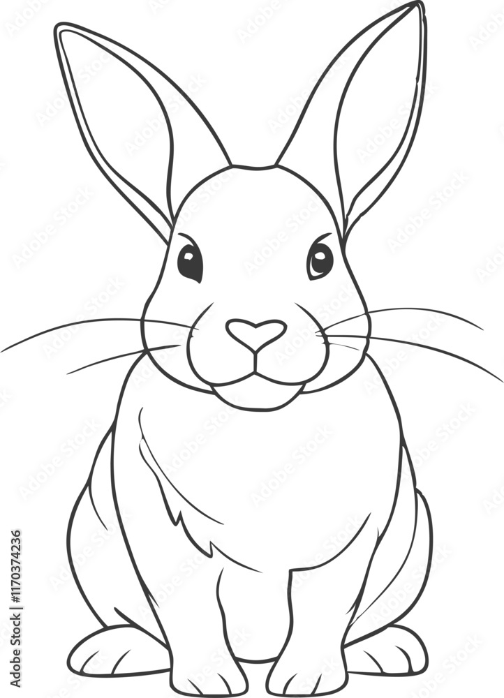 Continuous one line drawing of Easter Bunny. Cute rabbit silhouette