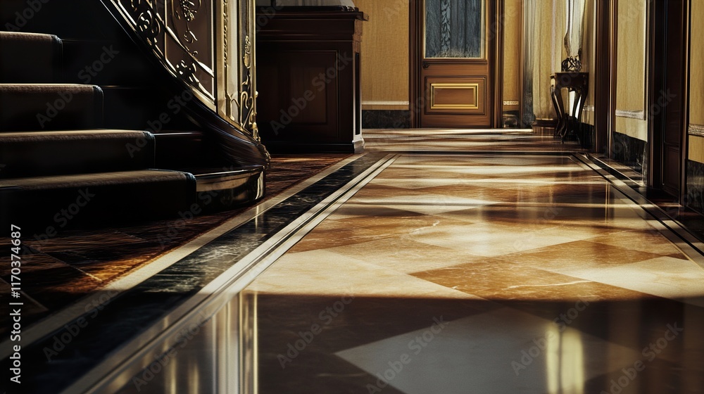 Obraz premium Luxury Interior: Grand Hall and Marble Staircase