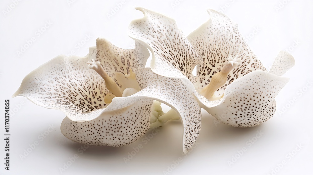 Delicate white orchids with intricate speckled patterns on soft petals. Delicate white orchids with intricate speckled patterns on soft petals.