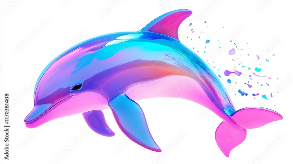 Colorful, vibrant dolphin illustration showcasing a playful underwater spirit. Colorful, vibrant dolphin illustration showcasing a playful underwater spirit.