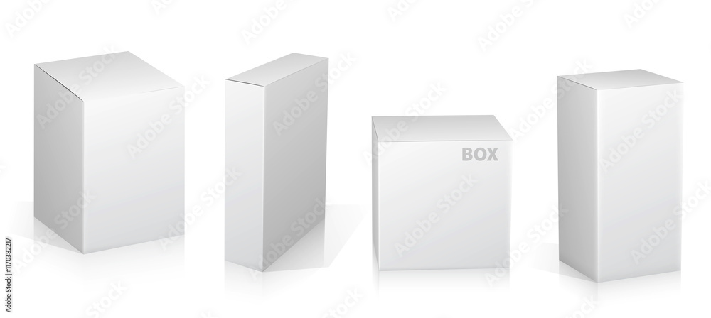 Set of Super Realistic White Box Mockup illustration Design isolated Set of Super Realistic White Box Mockup illustration Design isolated