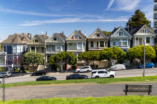 Photography The Painted Ladies, a row of iconic Victorian houses in San Francisco