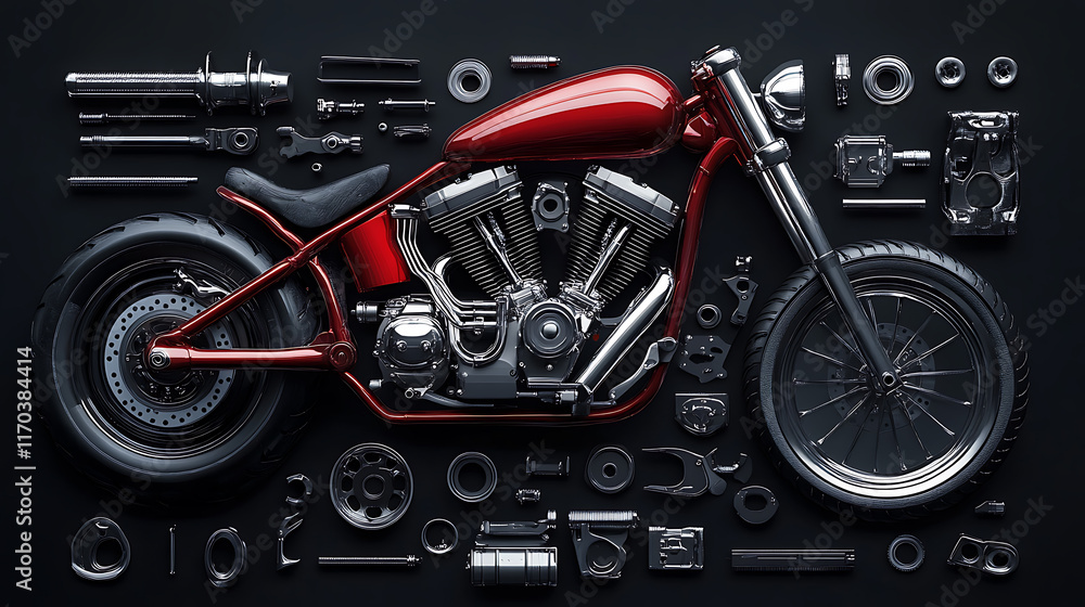 Fototapeta premium Motorcycle parts, wallpaper, the technological advances in two-wheel drive systems