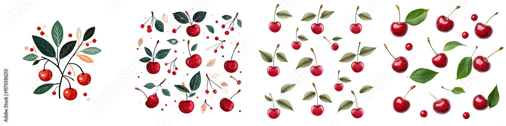 Flat style illustration of cherry isolated on white background. Mix Collection Png. Flat style illustration of cherry isolated on white background. Mix Collection Png.