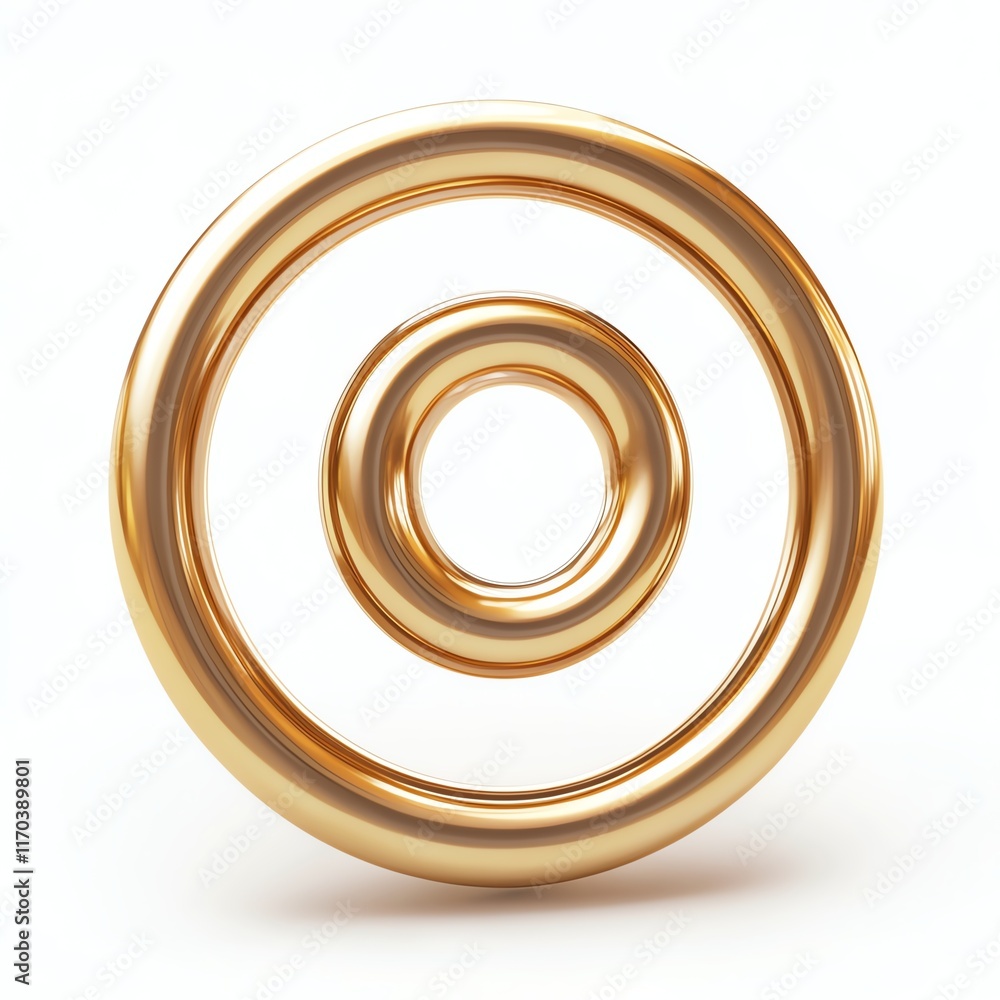 Golden concentric circles on a white isolated background. Golden concentric circles on a white isolated background.