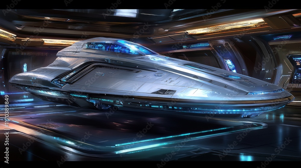 Fototapeta premium Futuristic Spaceship in a High-Tech Environment