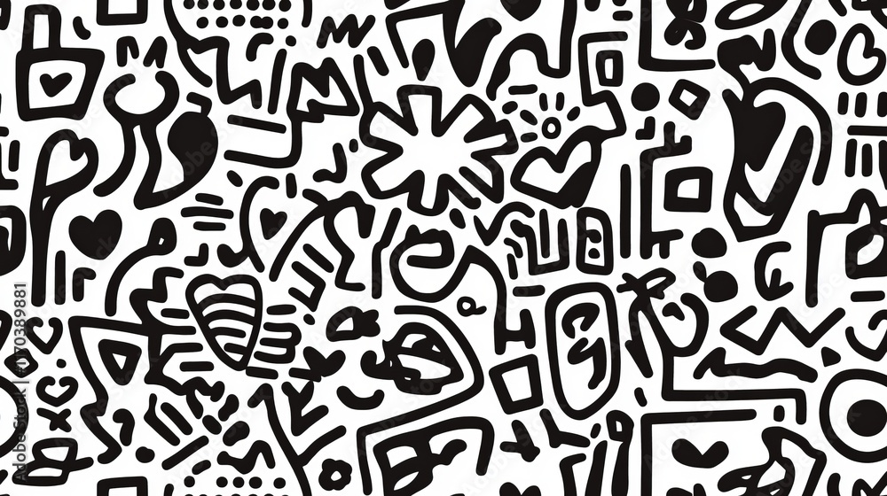 Black and White Abstract Doodle Art Pattern Black and White Abstract Doodle Art Pattern