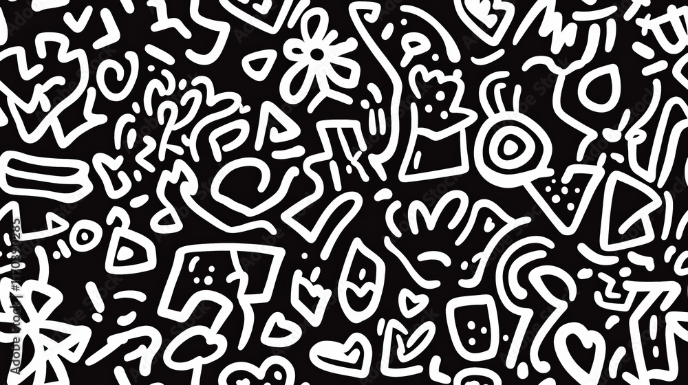 Black and White Abstract Doodle Art Pattern Black and White Abstract Doodle Art Pattern