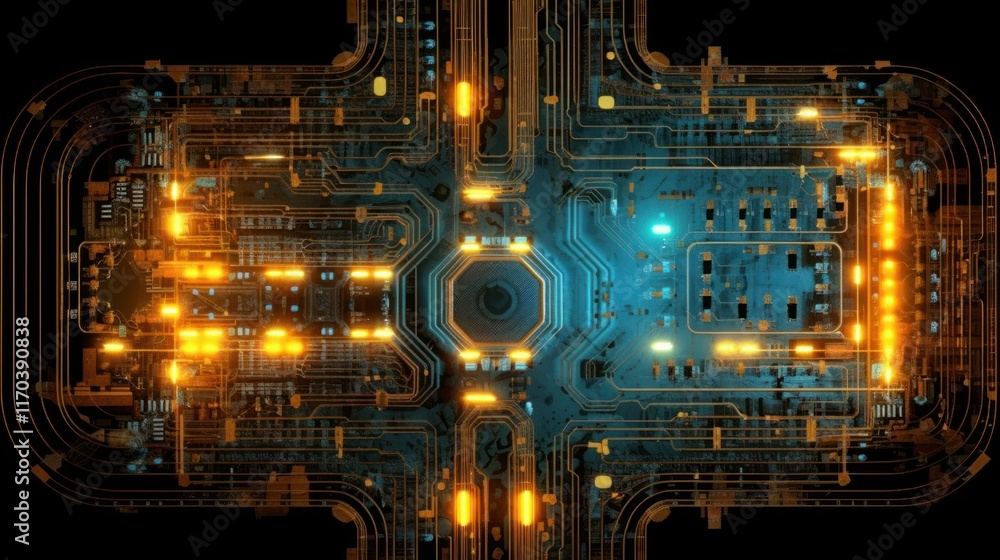 Fototapeta premium Abstract Circuit Board: A Digital Metropolis