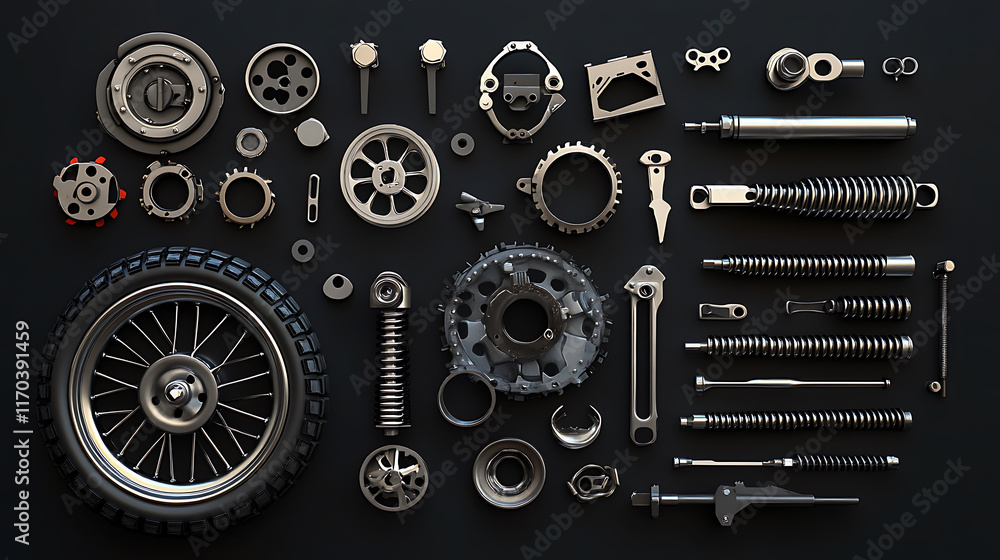Fototapeta premium Motorcycle parts, wallpaper, the technological advances in two-wheel drive systems