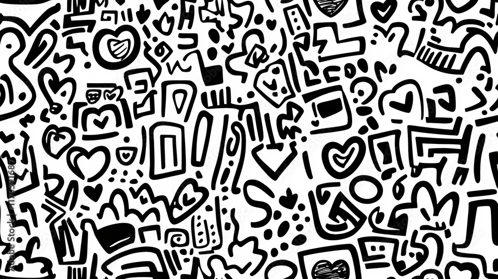 Black and White Abstract Doodle Art Pattern Black and White Abstract Doodle Art Pattern